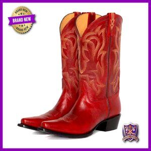 Pointed Toe Western Boots Mid Calf Knee High Vegan Leather